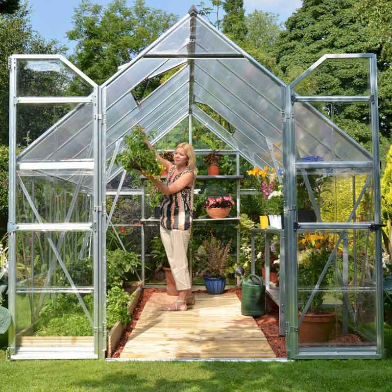 Disabled access Low threshold double door greenhouse